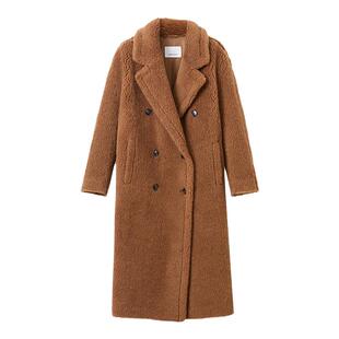 朗姿羊毛长款设计感毛呢大衣新款仿皮草气质通勤大衣高端冬季外套