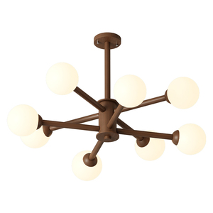 胡桃木色客厅灯吊灯新中式卧室灯餐厅灯护眼全光谱魔豆中古灯具