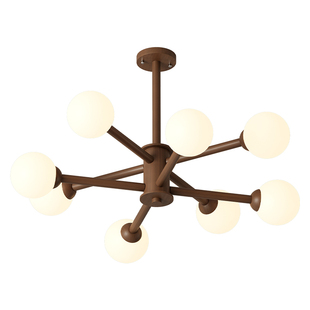 胡桃木色客厅灯吊灯新中式卧室灯餐厅灯护眼全光谱魔豆中古灯具