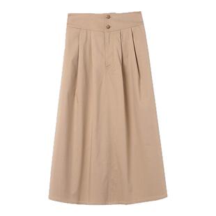 糖皮出品 闲时煮茶落暑天 百搭卡其色 天丝工装半松紧高腰半身裙