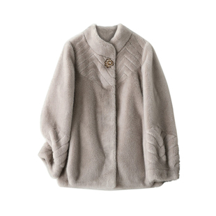 海宁皮草整貂皮大衣女水貂毛宽松版大码妈妈装小母貂裘皮皮草外套