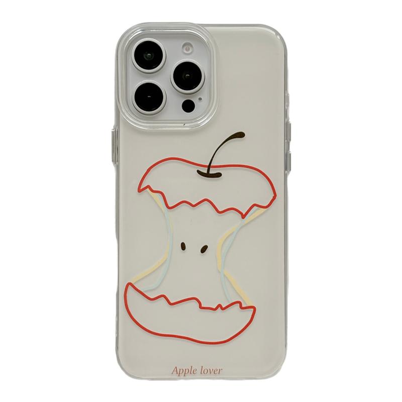 ins小众简约线条涂鸦红苹果挂件适用苹果15手机壳iPhone16ProMax新款15promax防摔13女款12双层14pro全包软壳