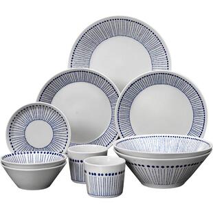 美浓烧 日式釉下彩斗笠拉面碗家用陶瓷沙拉碗 白色牛排盘子点心碟