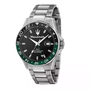 玛莎拉蒂绿水鬼手表潮流运动男生石英表钢带欧美腕表送男友礼物