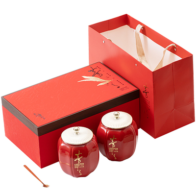 新款高档陶瓷茶叶罐空罐家用储茶防潮罐红茶绿茶茶叶罐礼盒装空盒