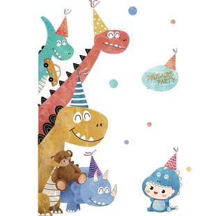 门贴自粘装饰贴纸卡通恐龙墙贴创意温馨儿童房间布置卧室贴画墙纸