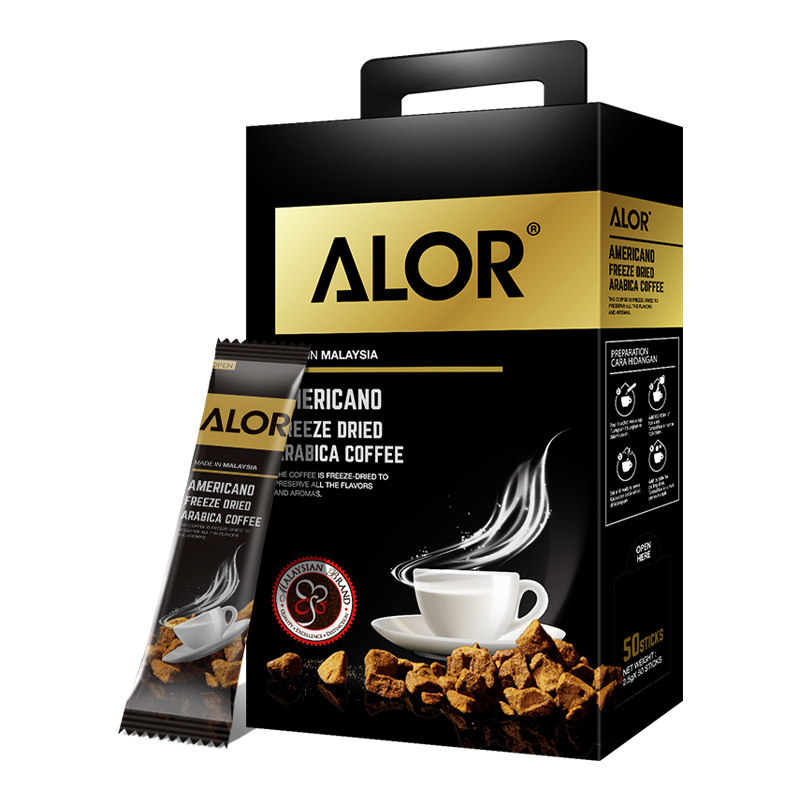 ALOR亚罗星马来西亚进口咖啡粉清咖冻干美式黑咖啡2.5gx50条