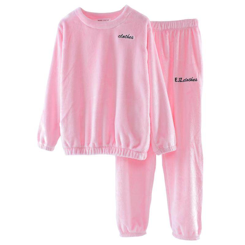 长袖长裤秋冬束脚珊瑚绒家居服