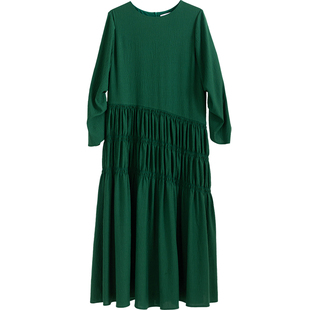 CR连衣裙女装裙子服饰春上新秋装穿搭长裙气质斯马克打揽松弛绿色