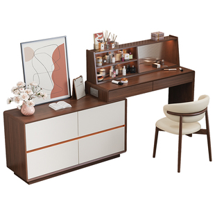 新款全实木梳妆台斗柜一体可伸缩收纳柜卧室床尾储物置物柜化妆桌