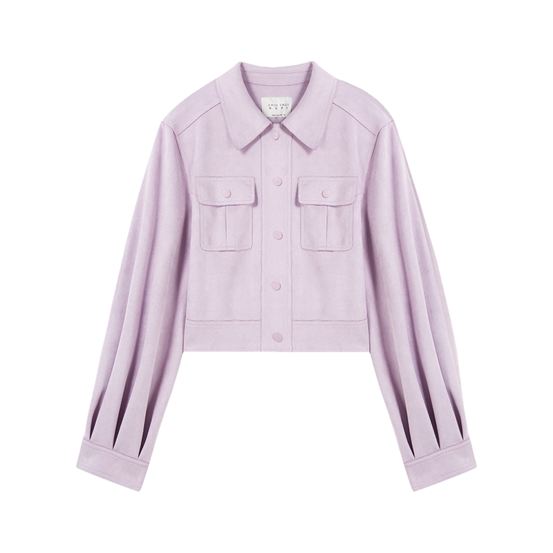 秋水伊人时尚仿麂皮短外套2025年秋冬新款女装小个子休闲夹克上衣