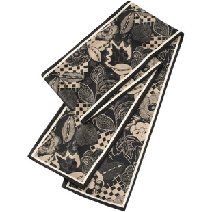 知雾精选~春秋季百搭黑色丝巾小长条女护颈小围巾职业OL装饰领巾