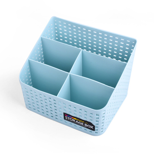 创意仿藤编收纳盒 办公桌面客厅 多功能化妆品摇控器收纳整理架