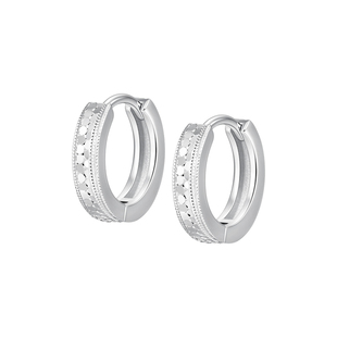 明牌珠宝925银鳞光耳环 闪亮蜂巢时尚百搭银耳饰女友礼物YEH0003