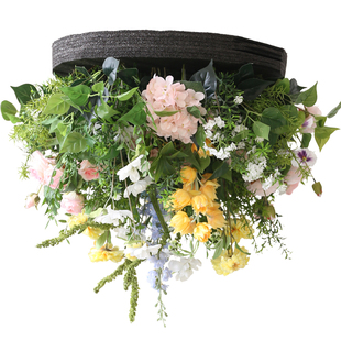 天花板装饰假花吊顶仿真花艺垂钓植物插花成品酒店灯台遮挡花卉