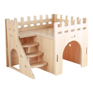 仓鼠窝实木玩具躲避屋小房子造景木屋金丝熊平台用品大全爬梯笼子