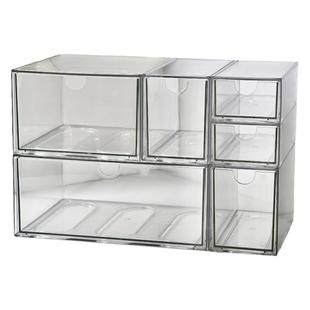 抽屉式透明小盒子桌面收纳盒分类小物件长方形高颜值亚克力储物盒