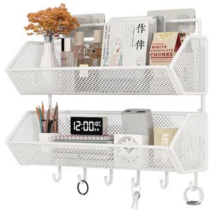 宿舍墙上置物架床头收纳架墙壁挂墙置物筐免打孔挂篮寝室双层挂架