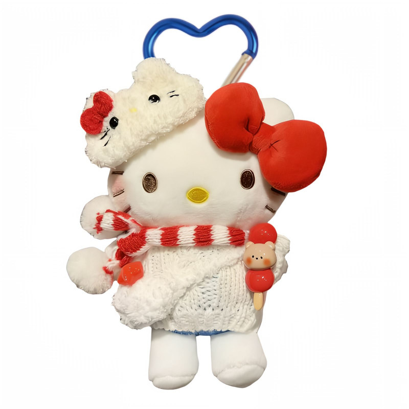 正版新年红纽扣HelloKitty凯蒂猫包挂件卡通毛绒玩偶钥匙扣送礼物