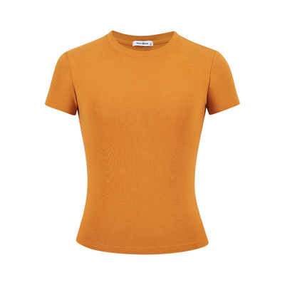 白色正肩短袖t恤女弹力修身显瘦