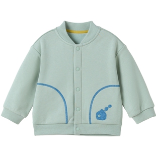 【新品】papa爬爬秋季宝宝外套男女宝棒球服运动宽松加绒保暖a类