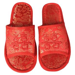 结婚婚庆广东香港新娘新郎上头化妆拖鞋老公老婆喜拖女家嫁妆棉鞋