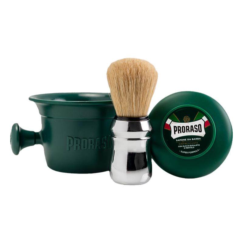 PRORASO博拉索男士剃须皂套装桉树意大利进口胡须刷碗【三件套】