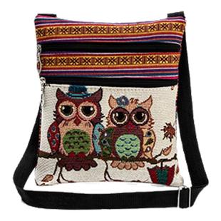 包包民族风斜挎包休闲手机包新款帆布时尚女士轻便饭盒单肩小跨包