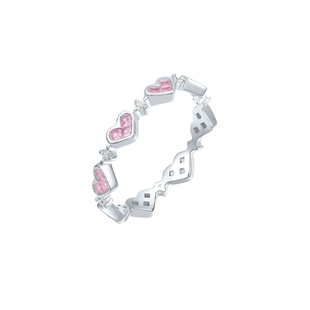 周六福S925银爱心戒指女指环手饰新年礼物送女友