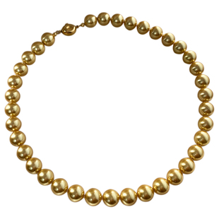 天然澳母贝珠珍珠项链南洋金珠浓金色正圆强光轻奢钛钢扣锁骨链