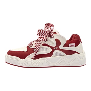 361童鞋 女童滑板鞋儿童面包鞋红色2026春季新款青少年轻便运动鞋