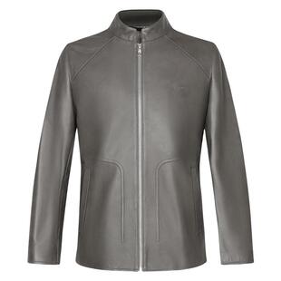 迪柯尼商场同款商务时尚小立领皮衣高端男士夹克z机车痞帅款羊皮