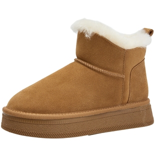 冯宝同款百田森厚底东北雪地靴女冬季新款加绒加厚美拉德短靴