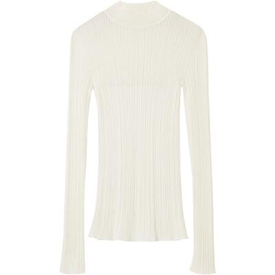 【黄金羊毛】OVV春夏热卖女无缝坑条经典半高领长袖针织衫