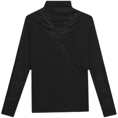 蕾丝网纱打底衫女长袖半高领上衣