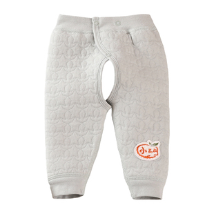 3个月新生婴儿保暖裤三层夹棉春秋冬6男9女初生宝宝1岁开裆档裤子