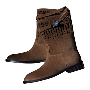 Le' Murmure 佛罗伦萨 意式镂空雕琢 马衔扣擦色牛猄复古短靴 女