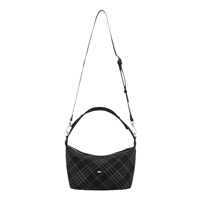 CryingCenter 黑色仿毛毡格纹手提斜挎包 哭喊中心