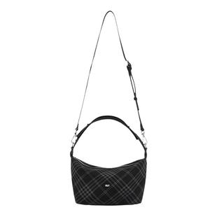 CryingCenter 黑色仿毛毡格纹手提斜挎包 哭喊中心