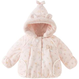 戴维贝拉儿童防水棉服2026女童新款连帽棉衣女宝A类冬装棉袄外套