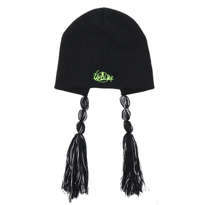 暗黑风针织毛线帽男女秋冬ins复古小众潮人带辫子设计款冷帽保暖