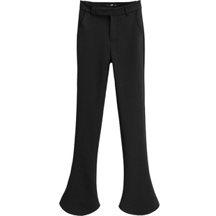 超模加长显瘦黑色高腰马蹄裤微喇西装裤百搭欧美大长腿垂感休闲裤