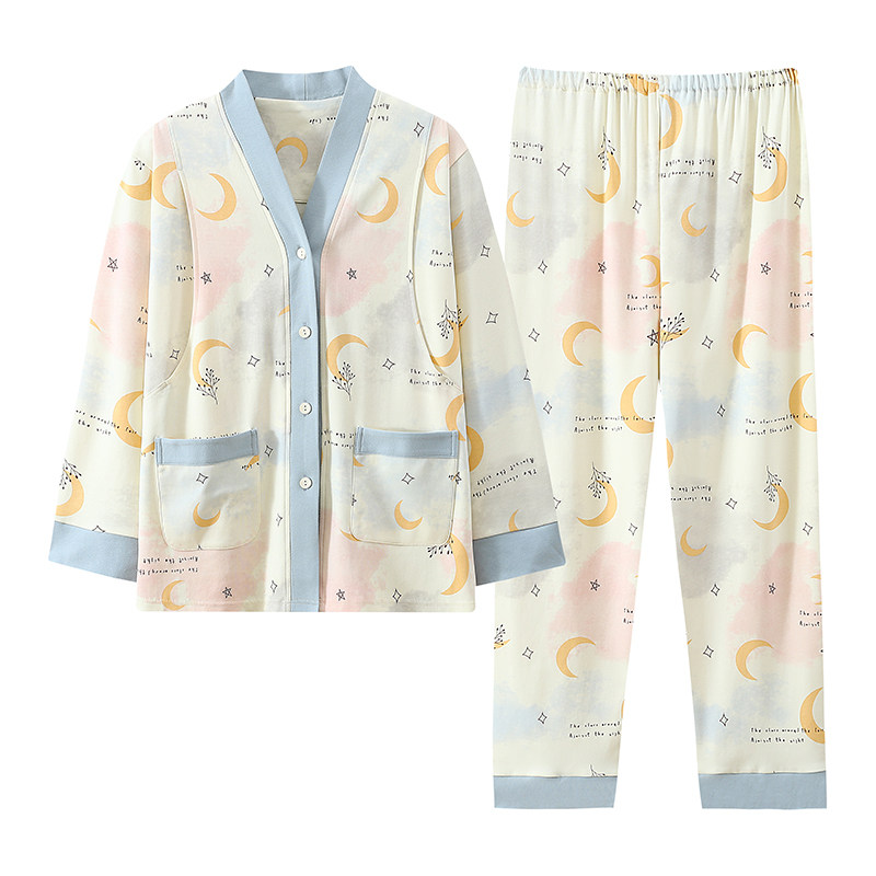 月子服纯棉全棉吸汗孕妇睡衣夏季薄款产后产妇怀孕期哺乳家居服