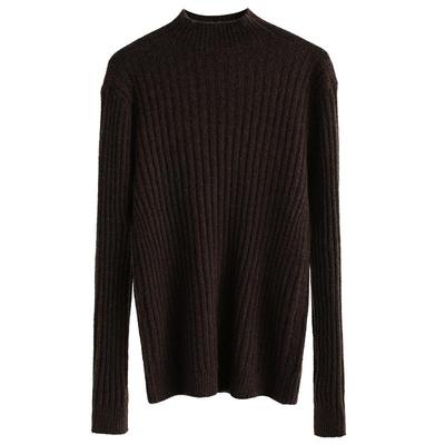 半高领羊毛衫女秋冬紧身内搭长袖加厚保暖毛衣黑色针织打底衫上衣