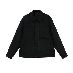 jq区绫致杰克琼斯秋冬潮流百搭舒适宽松翻领含羊毛外套毛呢大衣男