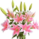 仿真花百合高枝装饰花假花绢花客厅摆设餐桌轻奢高端花艺花束摆件