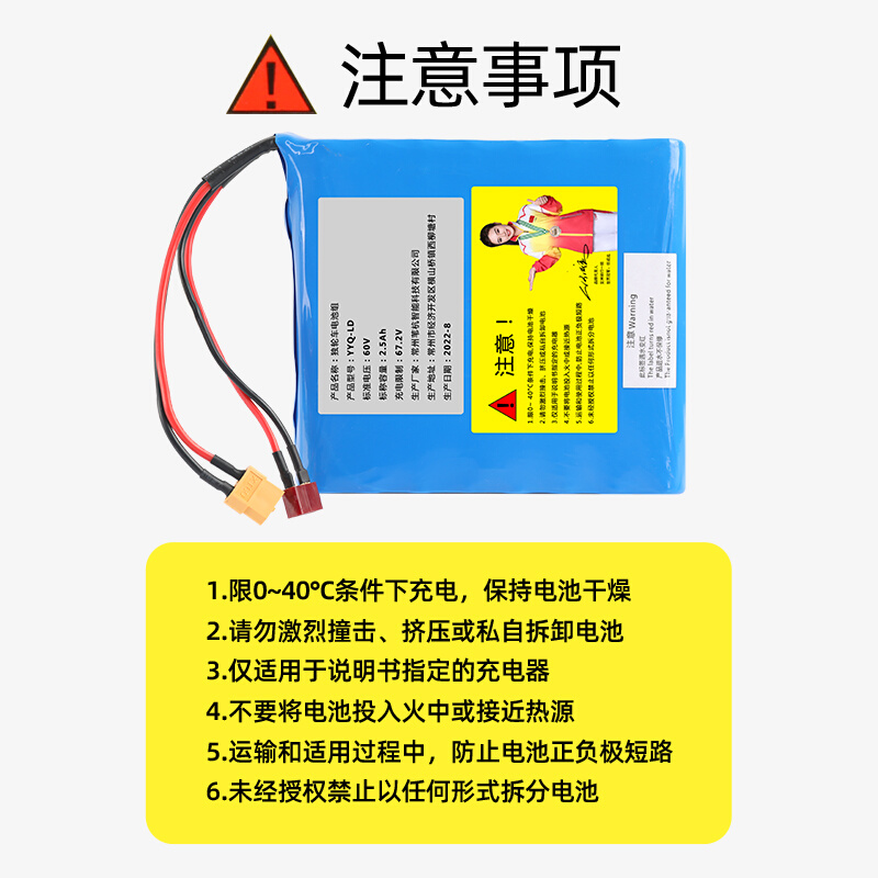 独轮平衡车电池60v双插头锂电瓶组原装通用电动独轮车充电器配件