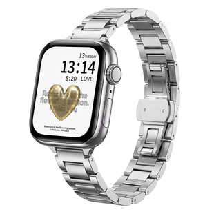 云顶适用苹果S10手表iwatchs11表带applewatch9蓝气球不锈钢s8高级s7金属s6创意se3夏天ultra3男女s5替换腕带