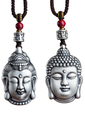 高档999纯银心经佛像本命年观音吊坠项链男女平安情侣精致礼物品