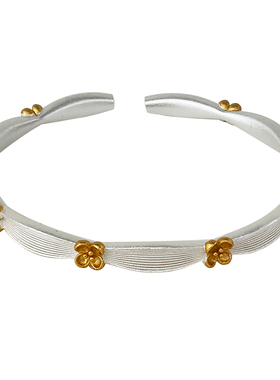 月桂花手镯女纯银9999高级感